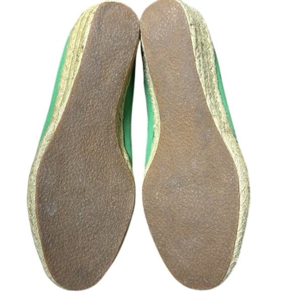 Vintage Beacon Kelly‎ Green Embroidered Canvas Wedge Espadrilles Size 8.5W - Picture 3 of 10